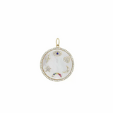 14K Italian Gold Diamond Mother of Pearl Disc Charm