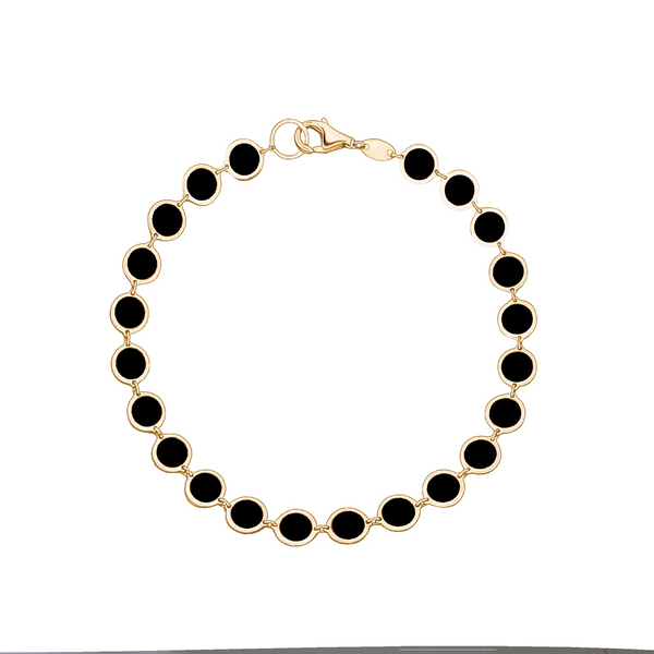 Onyx Disc Bracelet 14K Italian Gold