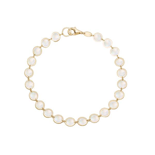 Mother of Pearl Disc Bracelet 14K Italian Gold