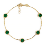 Malachite Disc Bracelet 14K Italian Gold