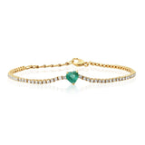 Emerald Green Heart Tennis Bracelet 925 Silver