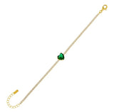 Emerald Green Heart Tennis Bracelet 925 Silver