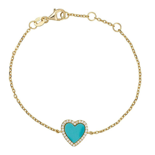 Pave Turquoise Heart Bracelet925 Silver