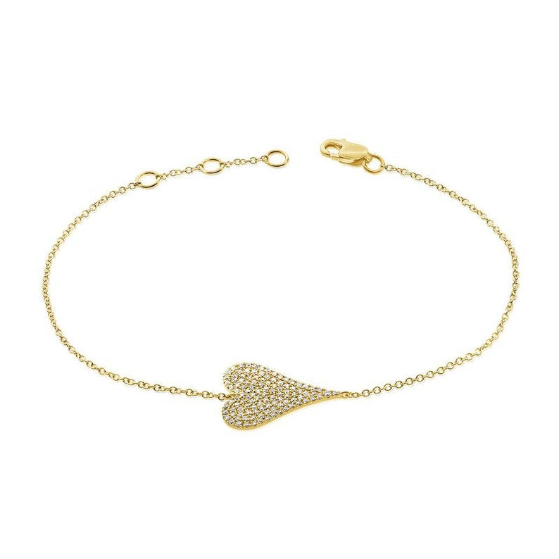 925 Silver Elongated Pave Heart Bracelet