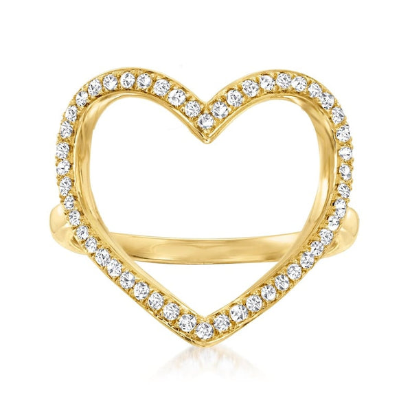 Pave Open Heart Ring 925 Silver