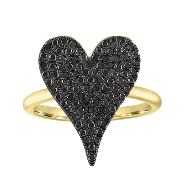 925 Silver Black Pave Heart Ring