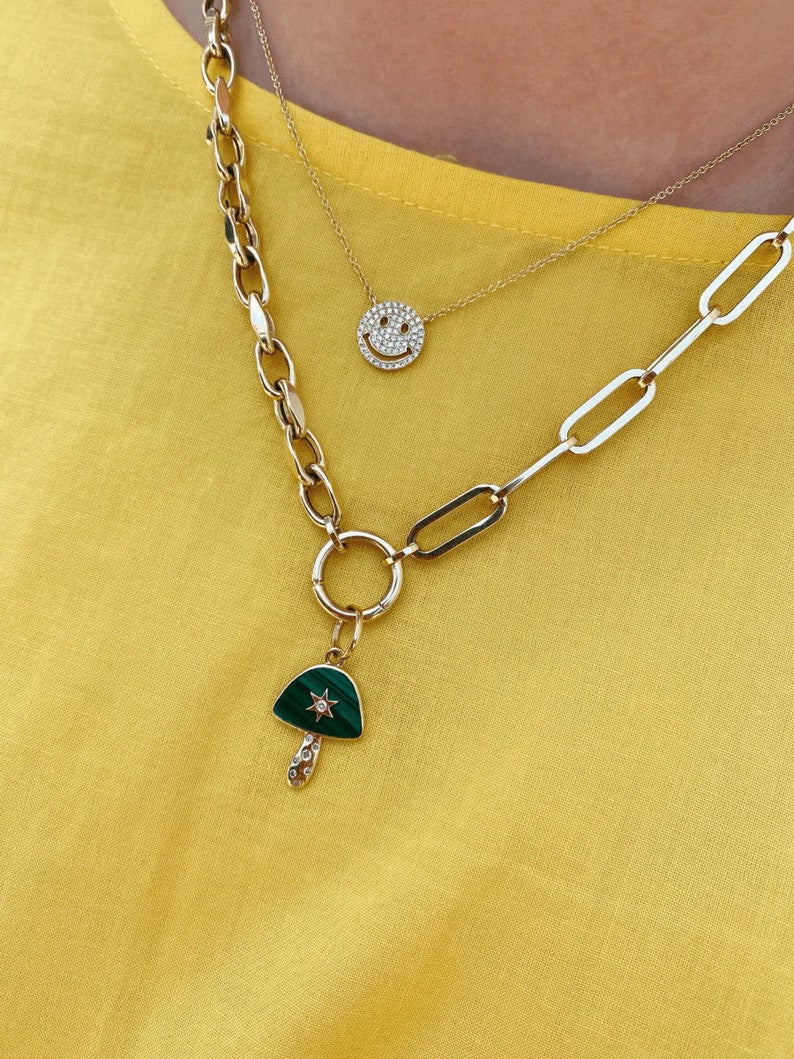 Pave Smiley Face Pendant Necklace 925 Silver