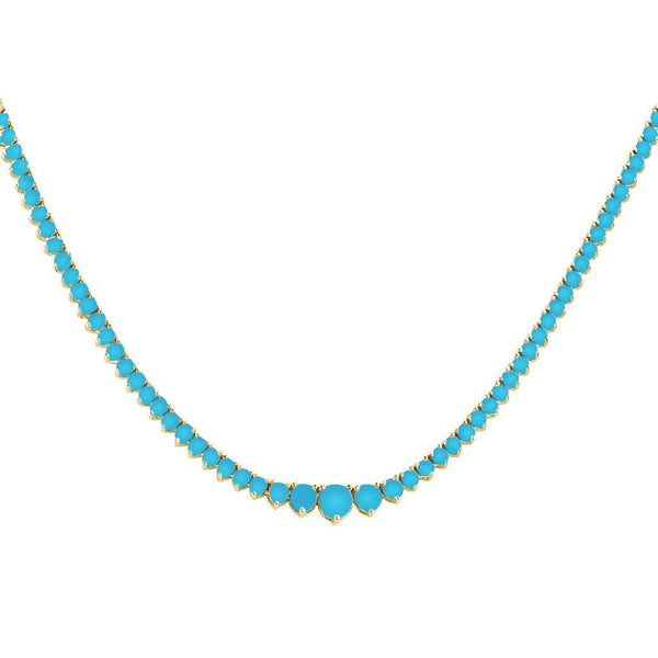 925 Turquoise Graduated Tennis Necklace