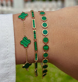 Malachite Disc Bracelet 14K Italian Gold