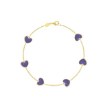 Amethyst Heart Bracelet 14K Italian Gold