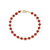 Red Coral Disc Bracelet 14K Italian Gold