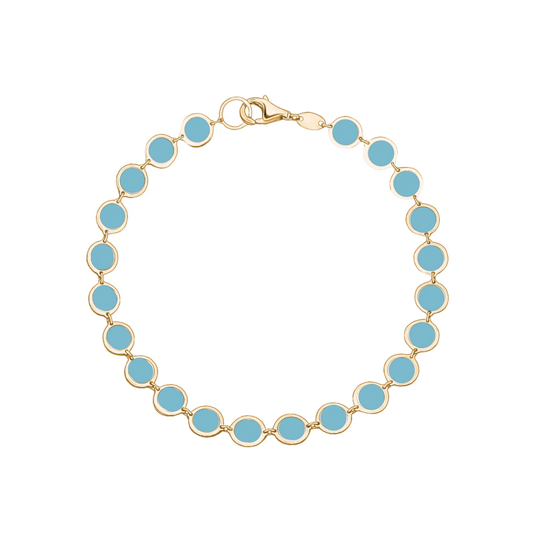 Turquoise Disc Bracelet 14K Italian Gold