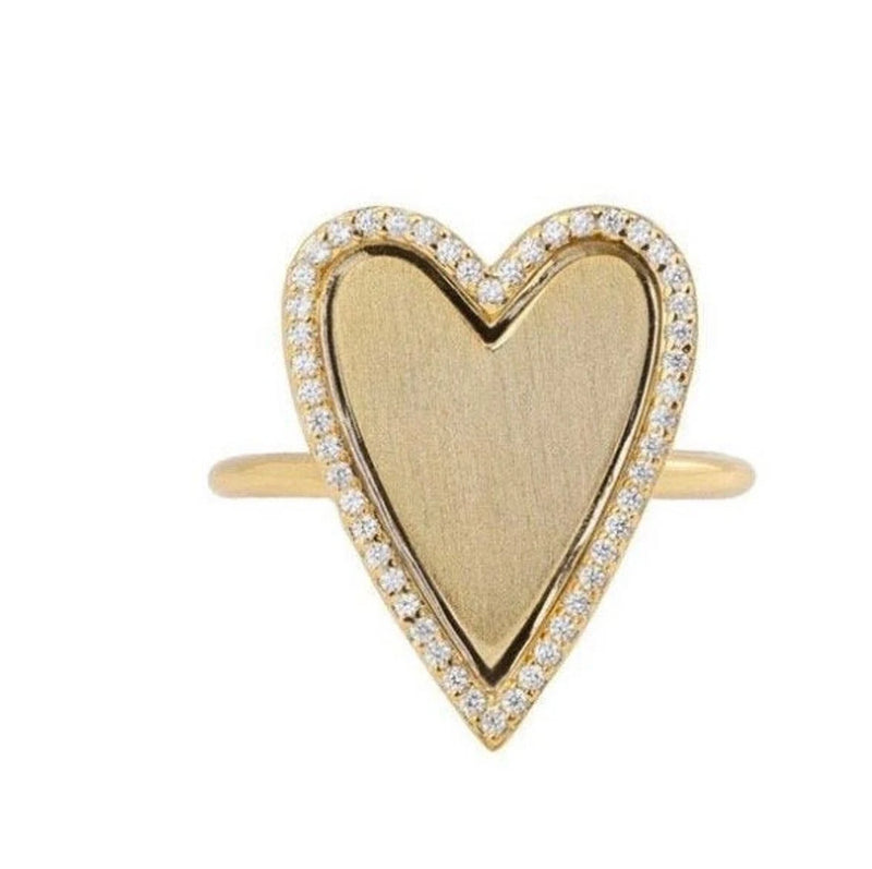 CZ Pave Outline Heart Ring 925 Silver