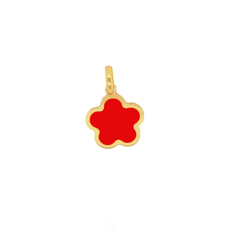 14K Italian Gold Coral Flower Charm Red Flower Charm