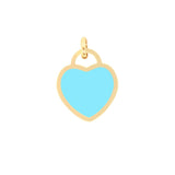 14K Italian Gold Turquoise Heart Padlock Charm