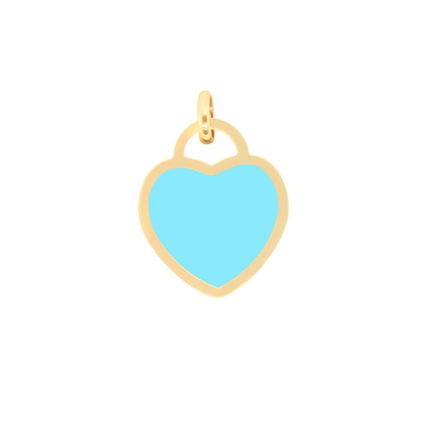 14K Italian Gold Turquoise Heart Padlock Charm