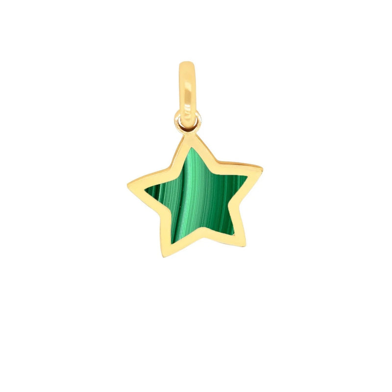 14K Italian Gold Malachite Star Charm