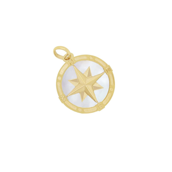 14K Italian Gold Mother of Pearl Compass Charm
