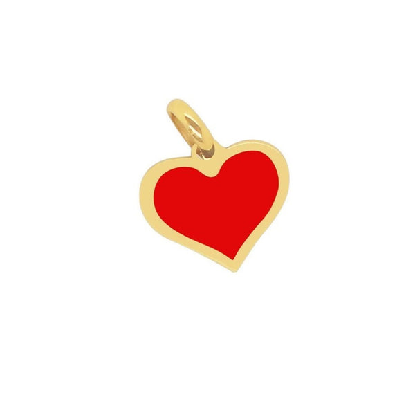 14K Italian Gold Red Coral Heart Charm