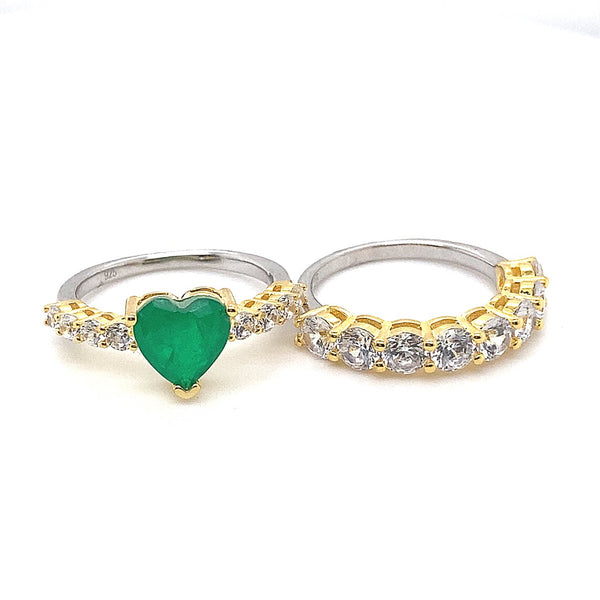 Emerald Heart Ring 925 Silver