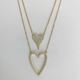 Open Heart Necklace Pave Heart Outline Necklace 925 Silver