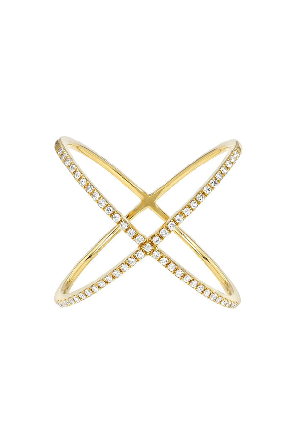 CZ Pave Crisscross Ring X Ring 925 Silver