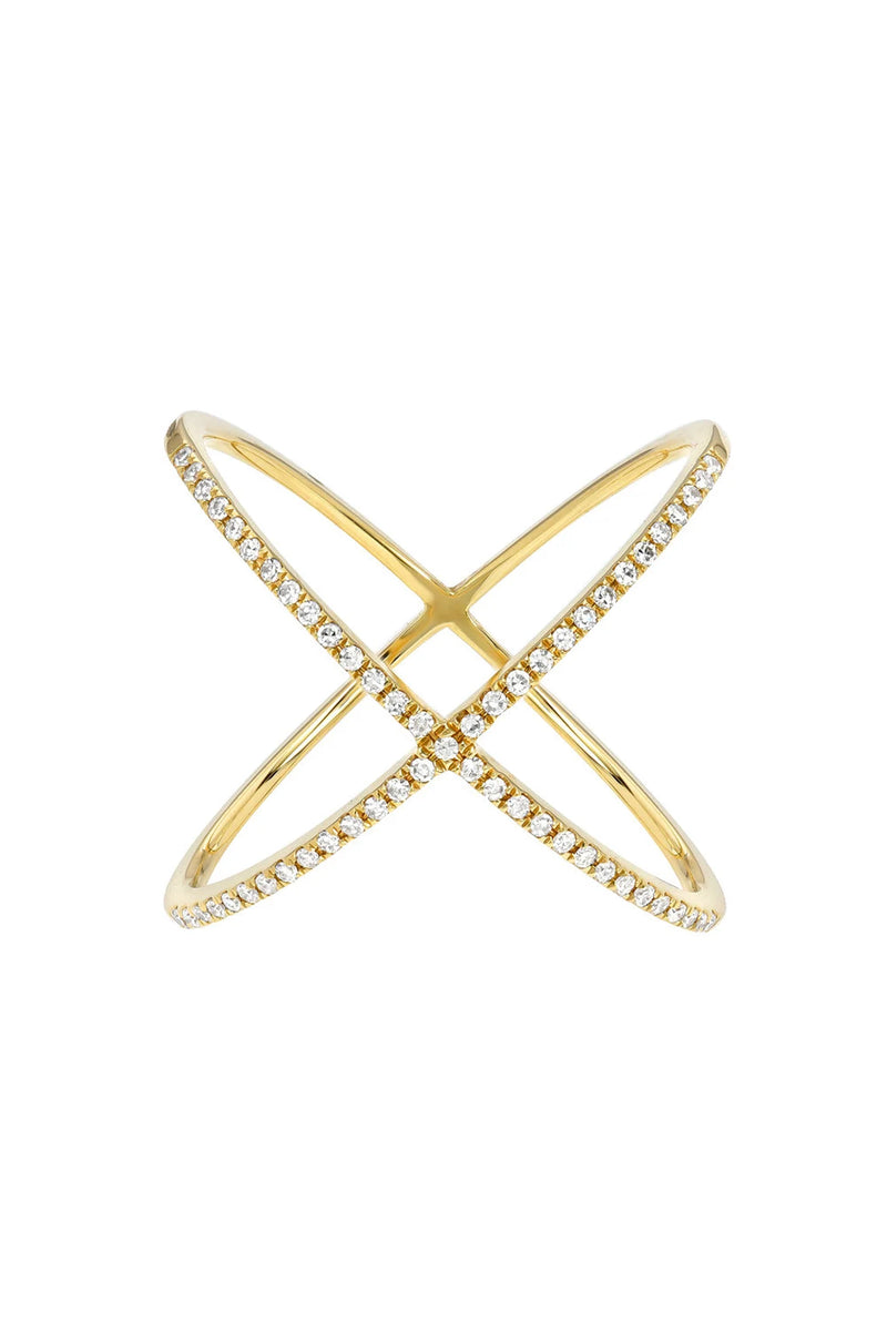 CZ Pave Crisscross Ring X Ring 925 Silver