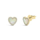 Mother of Pearl Heart Stud Earrings 925 Silver