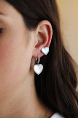 Diamond Halo Pearl Heart Earrings