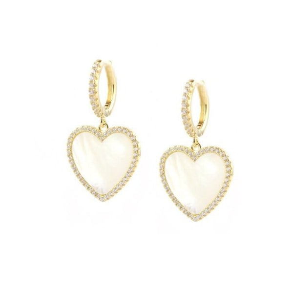 Diamond Halo Pearl Heart Earrings