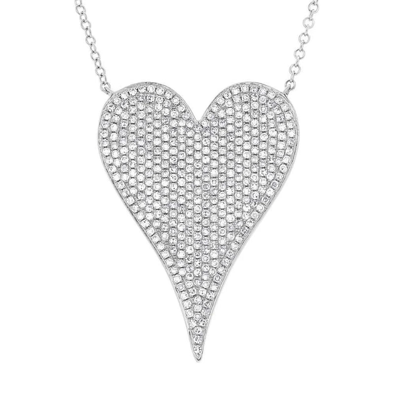 Jumbo Pave Heart Necklace 925 Silver