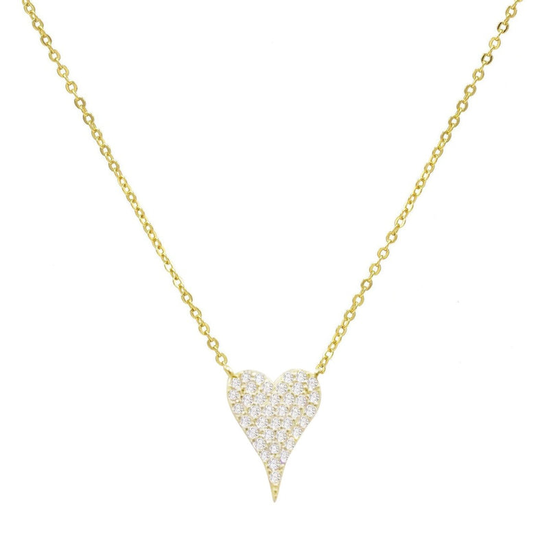 Pave Elongated Heart Necklace 925 Silver