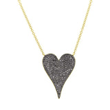 Pave Black Heart Necklace 925 Silver