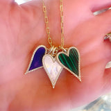 Pave Malachite Heart Charm 925 Silver