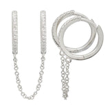 Pave Double Huggie Earring 925 Silver