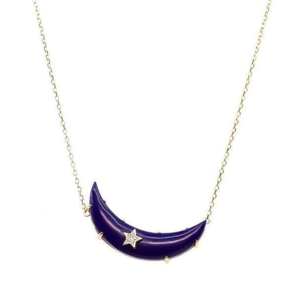 Lapis Celestial Crescent Necklace 925 Silver