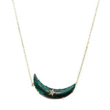 Malachite Celestial Crescent Necklace 925 Silver