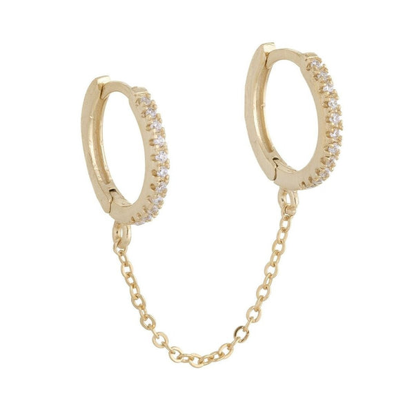Pave Double Huggie Earring 925 Silver