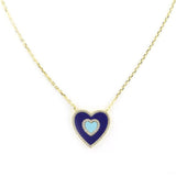 Turquoise Lapis Heart in Heart Necklace 925 Silver