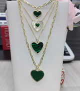 Heart in Malachite Pearl Necklace 925 Silver