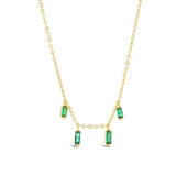 Emerald Baguette Dangling Necklace 925 Silver