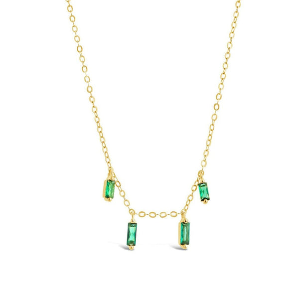 Emerald Baguette Dangling Necklace 925 Silver