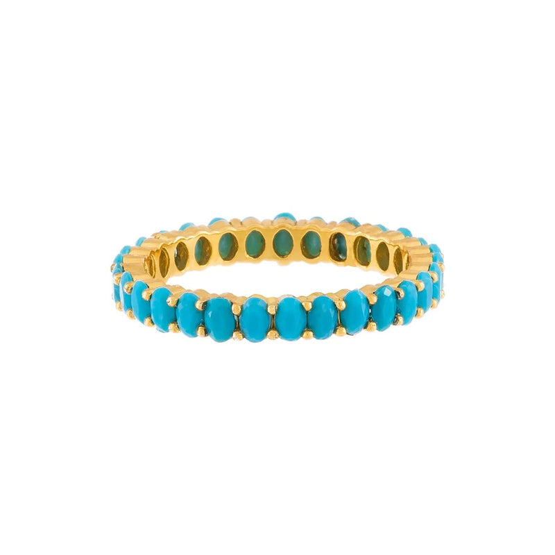 Oval Turquoise Eternity Band 925 Silver