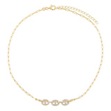 Pave Mariner Link Necklace 925 Silver