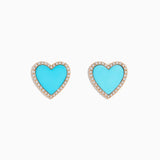 Pave Turquoise Heart Earrings 925 Silver