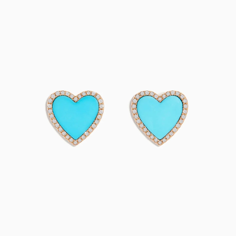 Pave Turquoise Heart Earrings 925 Silver