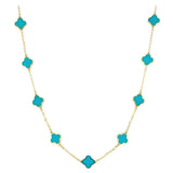 14K Italian Gold Turquoise Clover Necklace