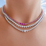 Pink Sapphire Graduated Tennis Necklace 925 Silver