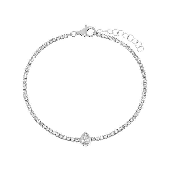 Pear Bezel Tennis Bracelet 925 Silver