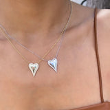 Pave Outline Pointy Heart Necklace 925 Silver